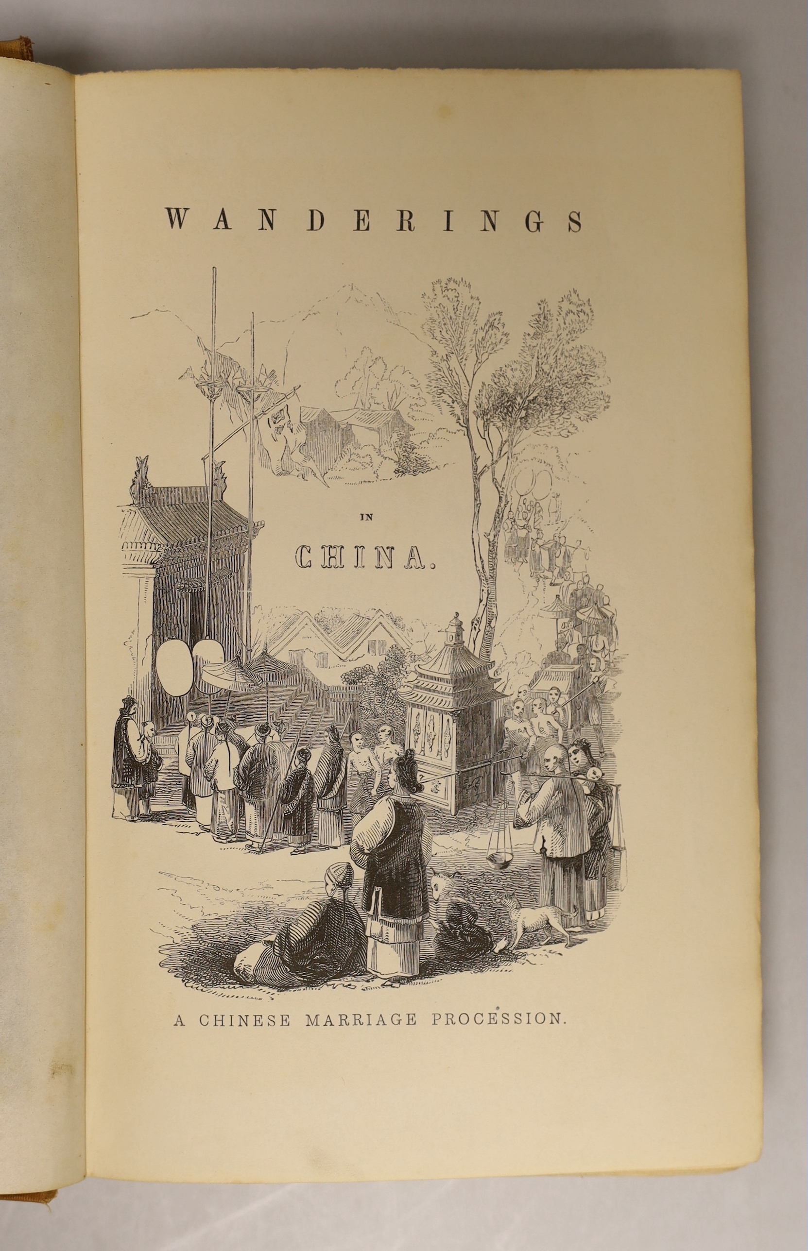 Fortune, Robert - Three Year's Wanderings in the Northern Provinces of China, including a visit to the tea, silk, and cotton countries ... 2nd edition. pictorial engraved and printed titles, a map, three lithographed pla